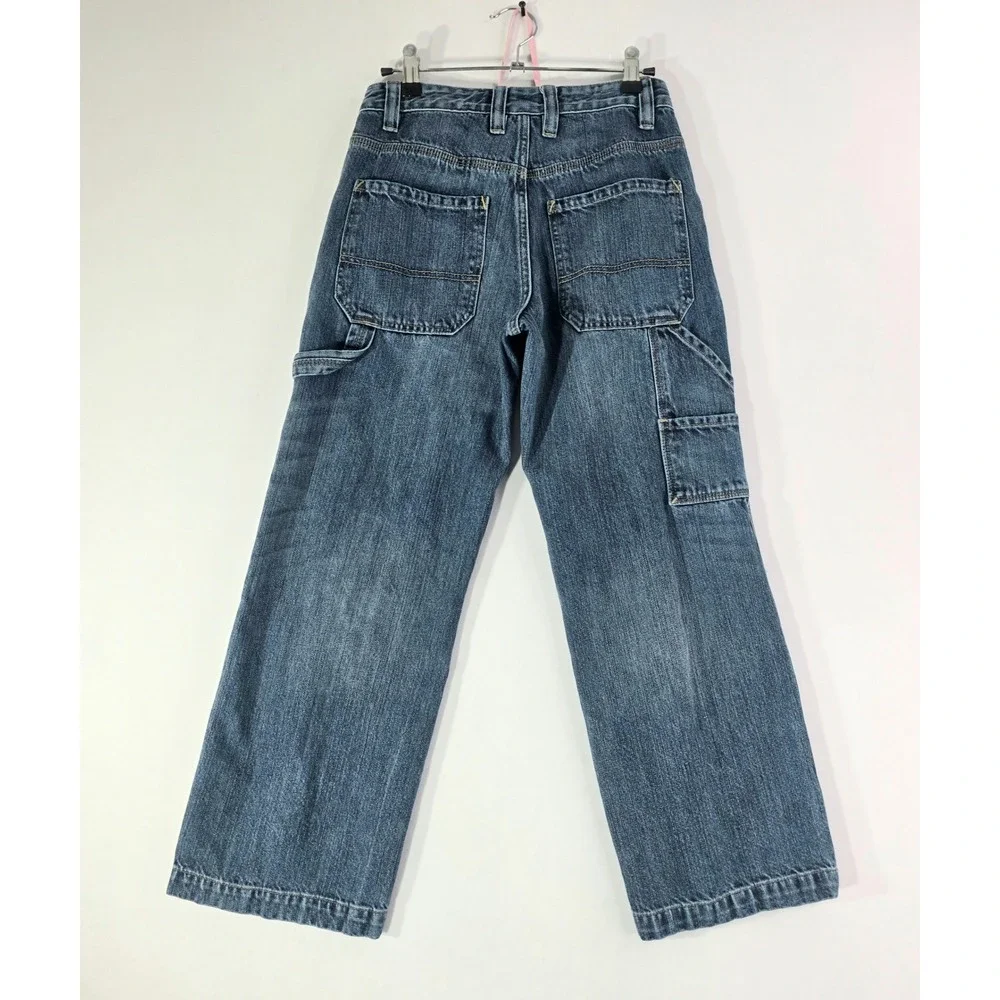 Old Navy Girls Painter Jeans Blue Denim Wide Leg Carpenter Pants 12 Reg